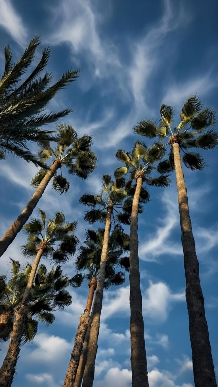 Palmeras de Jardines de Bacai bajo el cielo